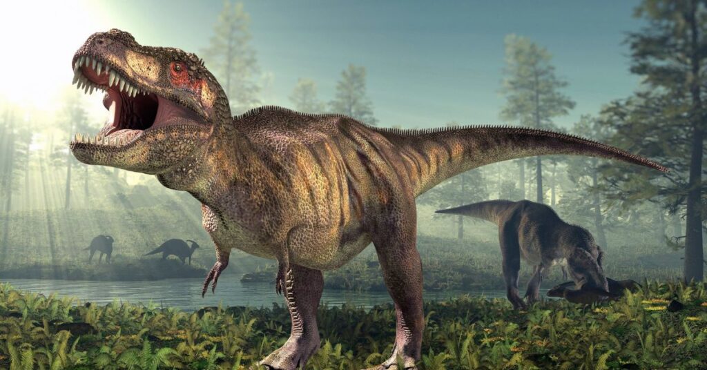 En dinosaur plakat med en t-rex
